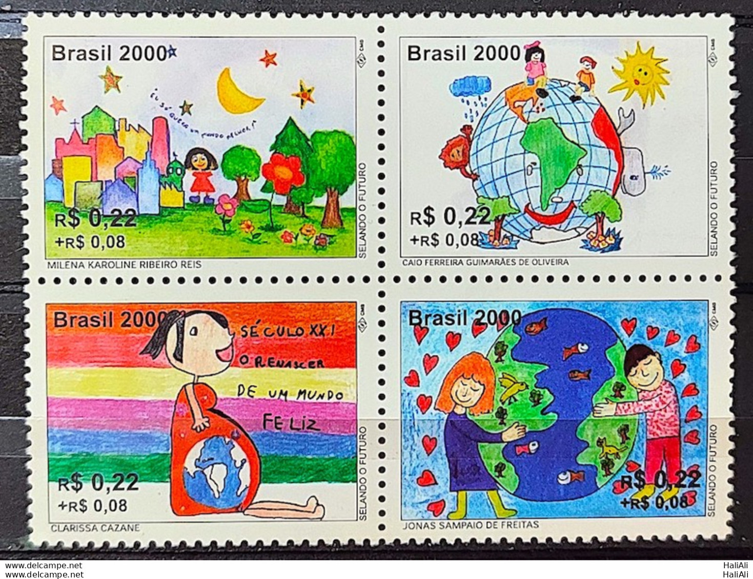 C 2238 Brazil Stamp Future Map Star Sun 2000 Complete Series Setenant - Ungebraucht