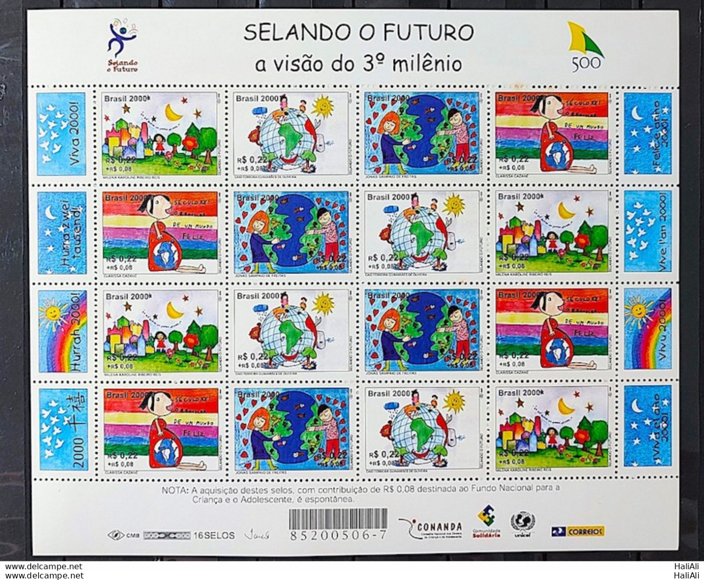 C 2238 Brazil Stamp Future Map Star Sun 2000 Sheet - Nuevos
