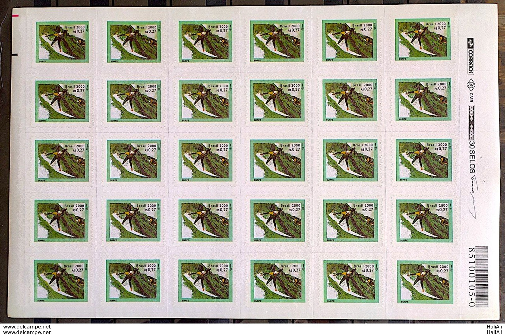 Brazil Regular Stamp RHM 790 Esporte Radical Surfe Perce In Wave 2000 Sheet - Unused Stamps
