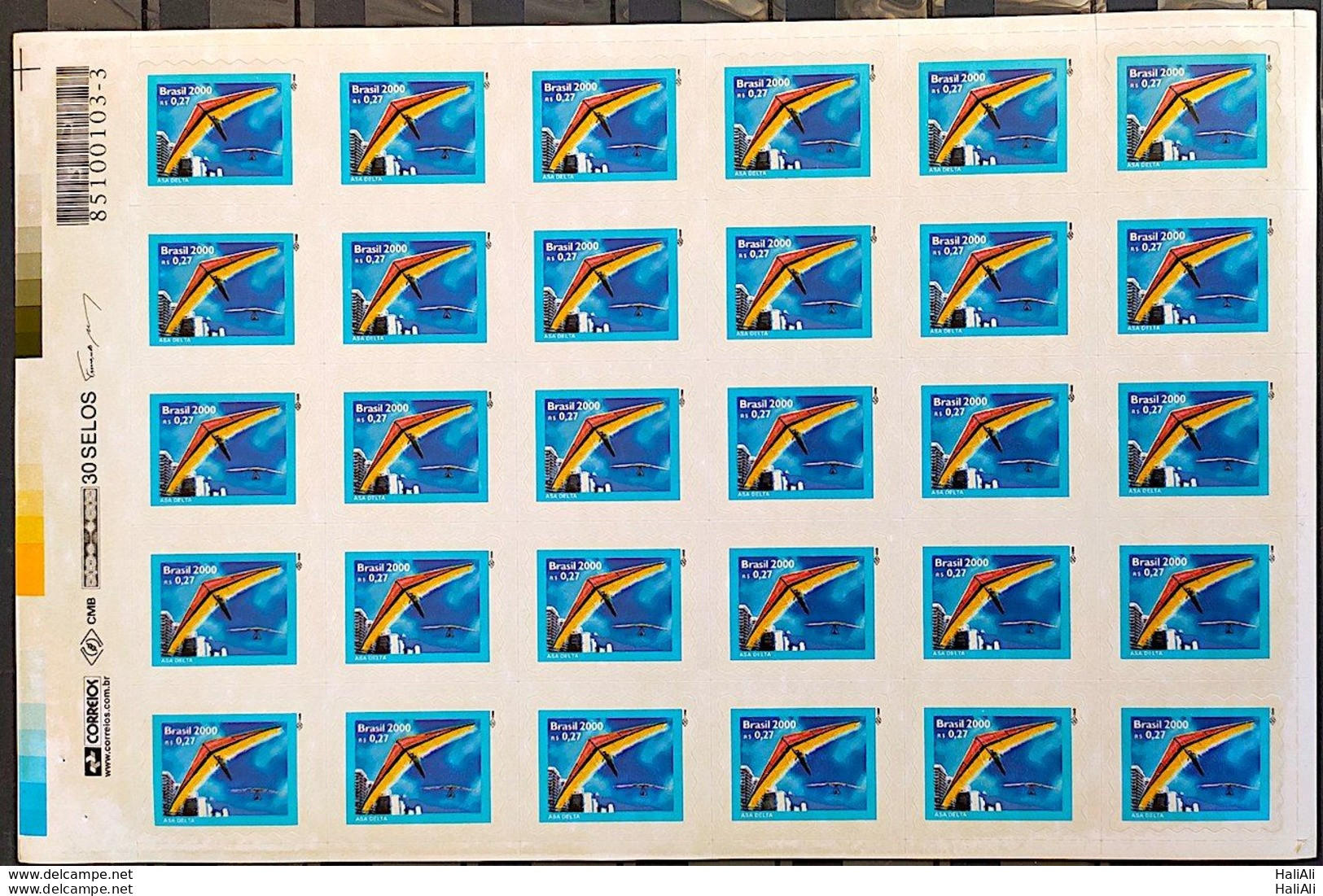 Brazil Regular Stamp RHM 787 Extreme Sports Hang Gliding Perce In Wave 2000 Sheet - Unused Stamps