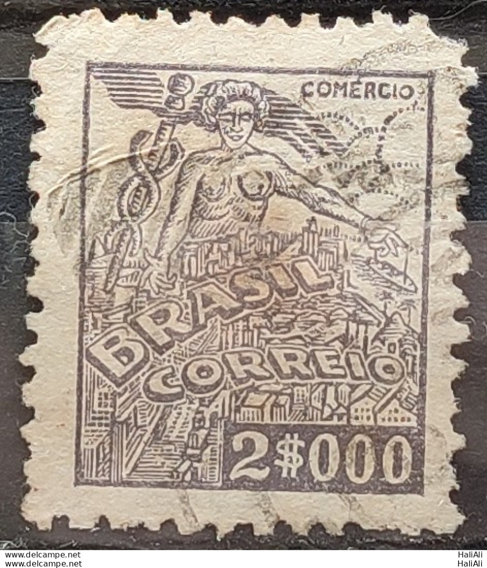 Brazil Regular Stamp RHM 381 Granddaughter Commerce 2000 Reis Filigree Q 1943 Circulated 9 - Usati