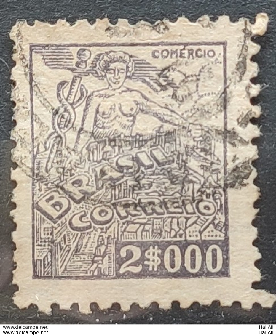 Brazil Regular Stamp RHM 381 Granddaughter Commerce 2000 Reis Filigree Q 1943 Circulated 5 - Gebruikt