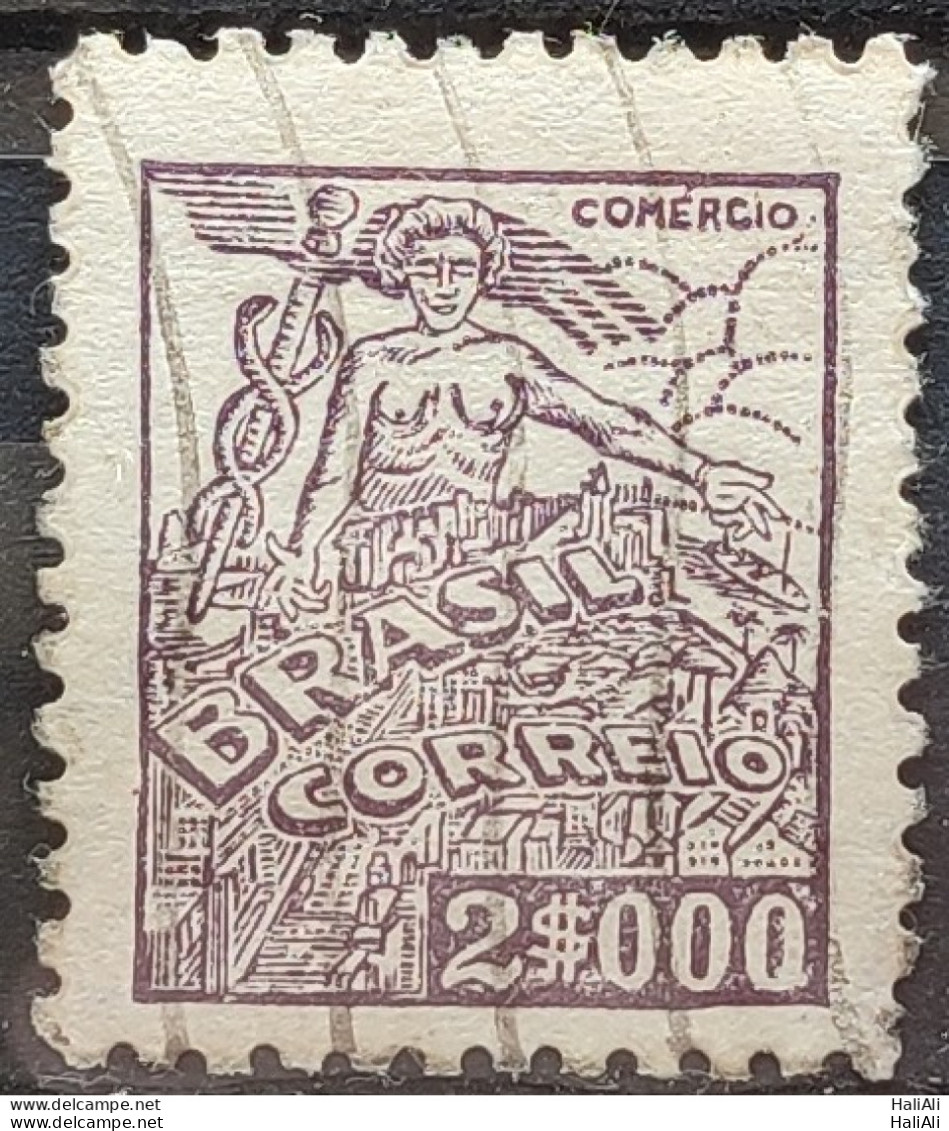 Brazil Regular Stamp RHM 381 Granddaughter Commerce 2000 Reis Filigree Q 1943 Circulated 8 - Gebraucht