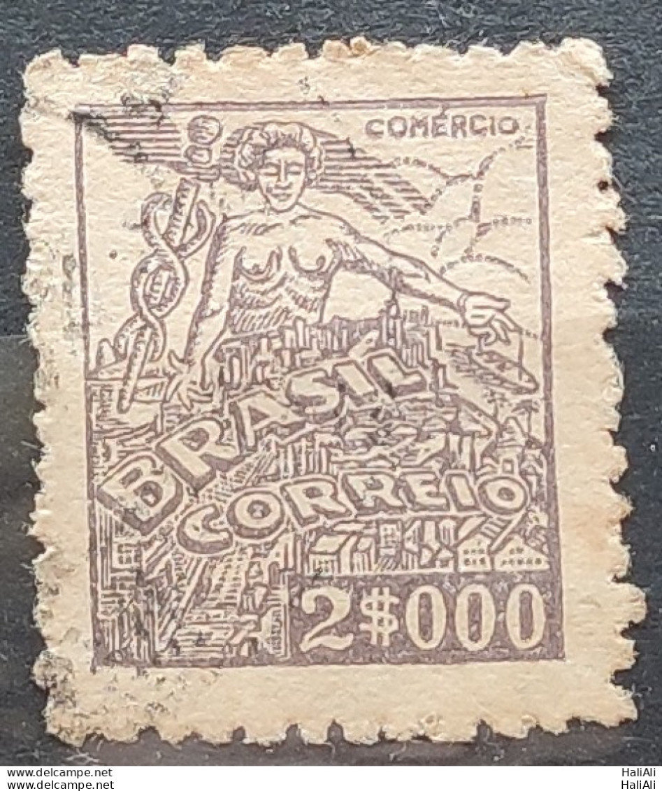 Brazil Regular Stamp RHM 381 Granddaughter Commerce 2000 Reis Filigree Q 1943 Circulated 6 - Used Stamps