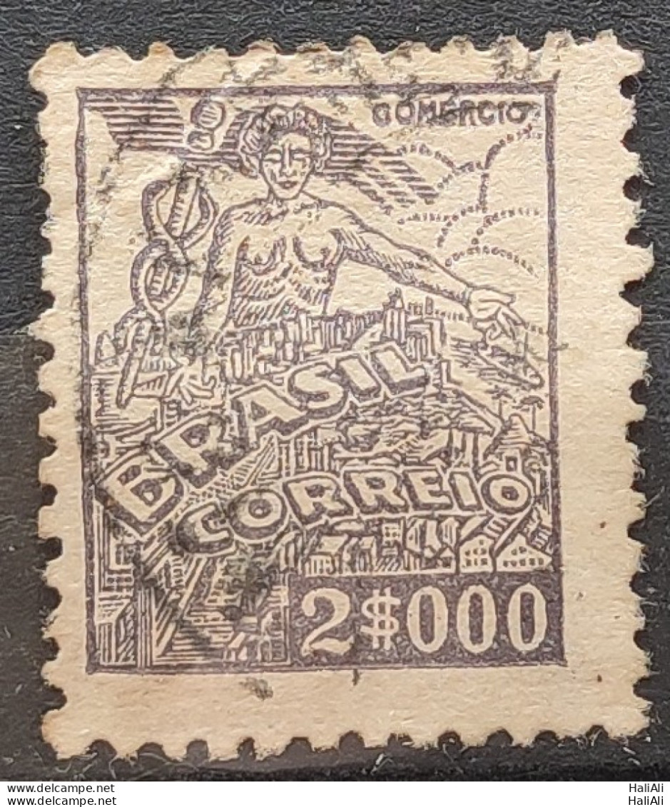 Brazil Regular Stamp RHM 381 Granddaughter Commerce 2000 Reis Filigree Q 1943 Circulated 3 - Gebraucht