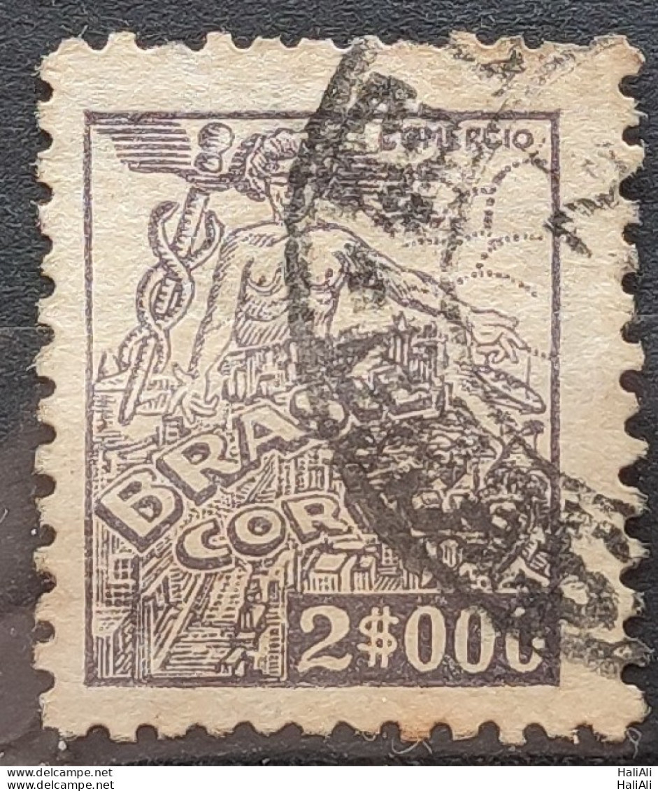 Brazil Regular Stamp RHM 381 Granddaughter Commerce 2000 Reis Filigree Q 1943 Circulated 2 - Usati