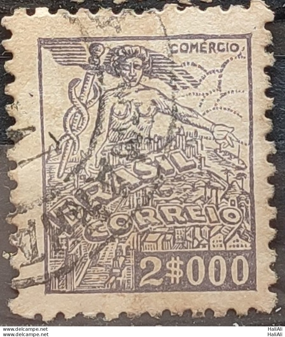 Brazil Regular Stamp RHM 381 Granddaughter Commerce 2000 Reis Filigree Q 1943 Circulated 20 - Usati