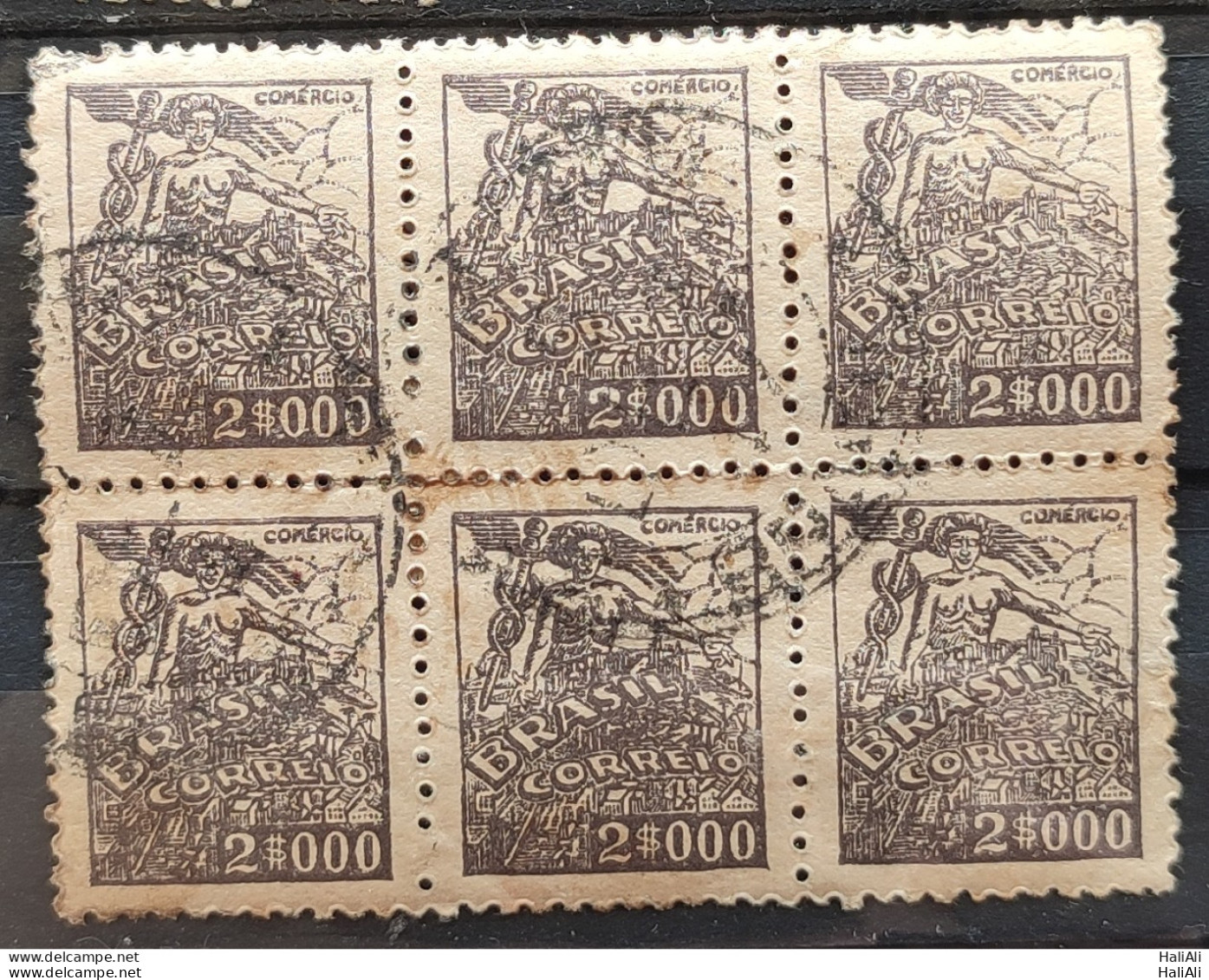 Brazil Regular Stamp RHM 381 Granddaughter Commerce 2000 Reis Filigree Q 1943 Circulated 22 Sextilha - Oblitérés