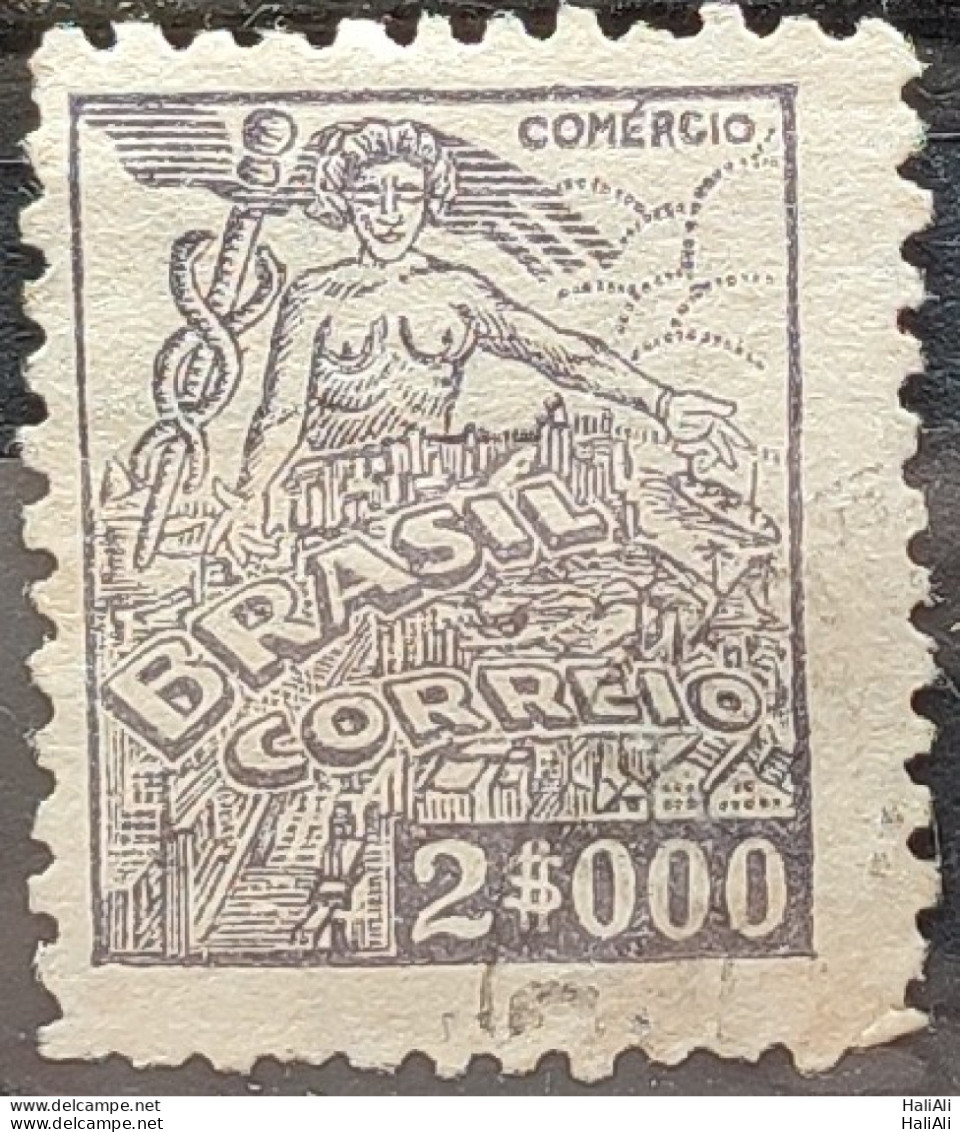 Brazil Regular Stamp RHM 381 Granddaughter Commerce 2000 Reis Filigree Q 1943 Circulated 18 - Usati