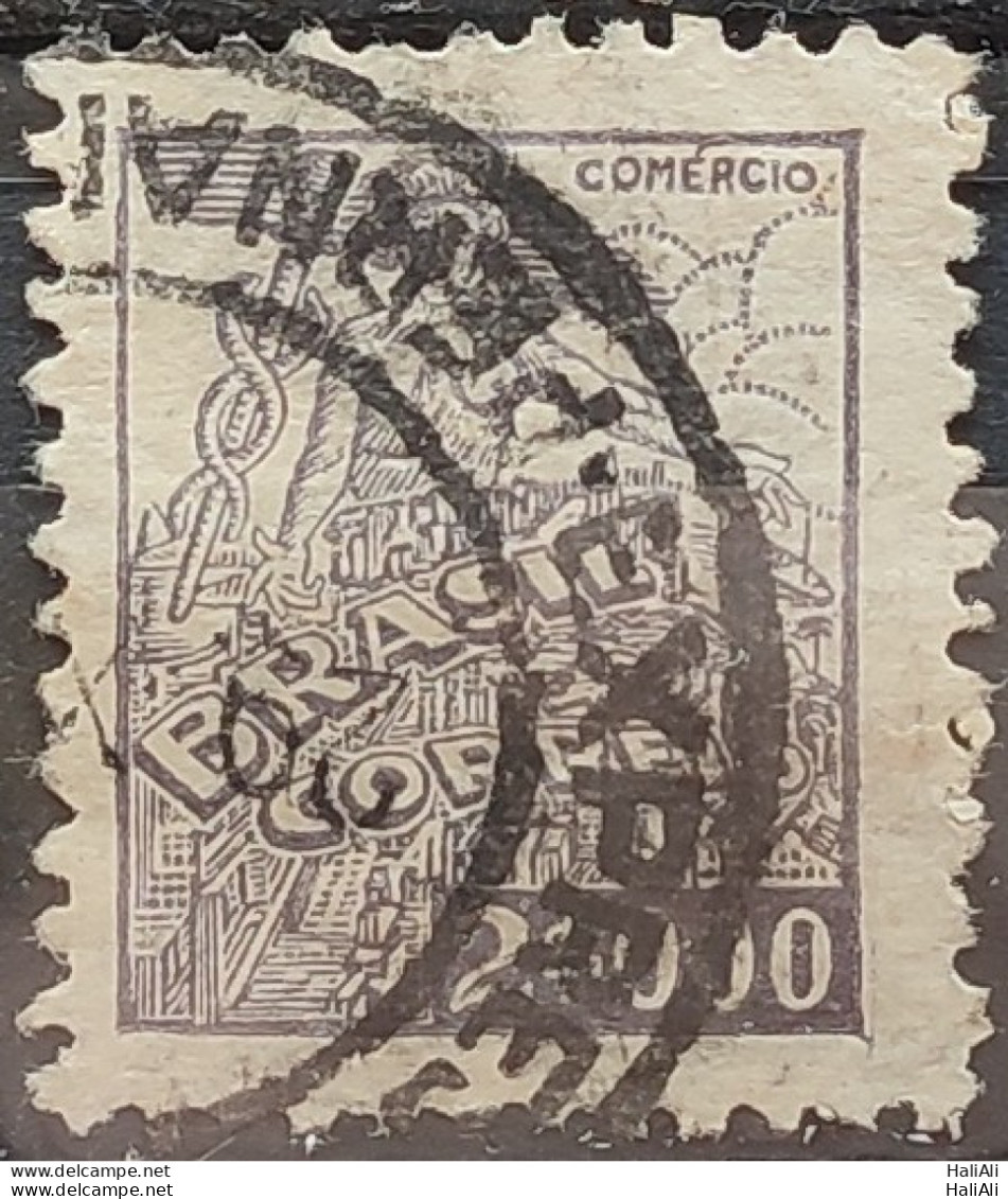 Brazil Regular Stamp RHM 381 Granddaughter Commerce 2000 Reis Filigree Q 1943 Circulated 19 - Used Stamps