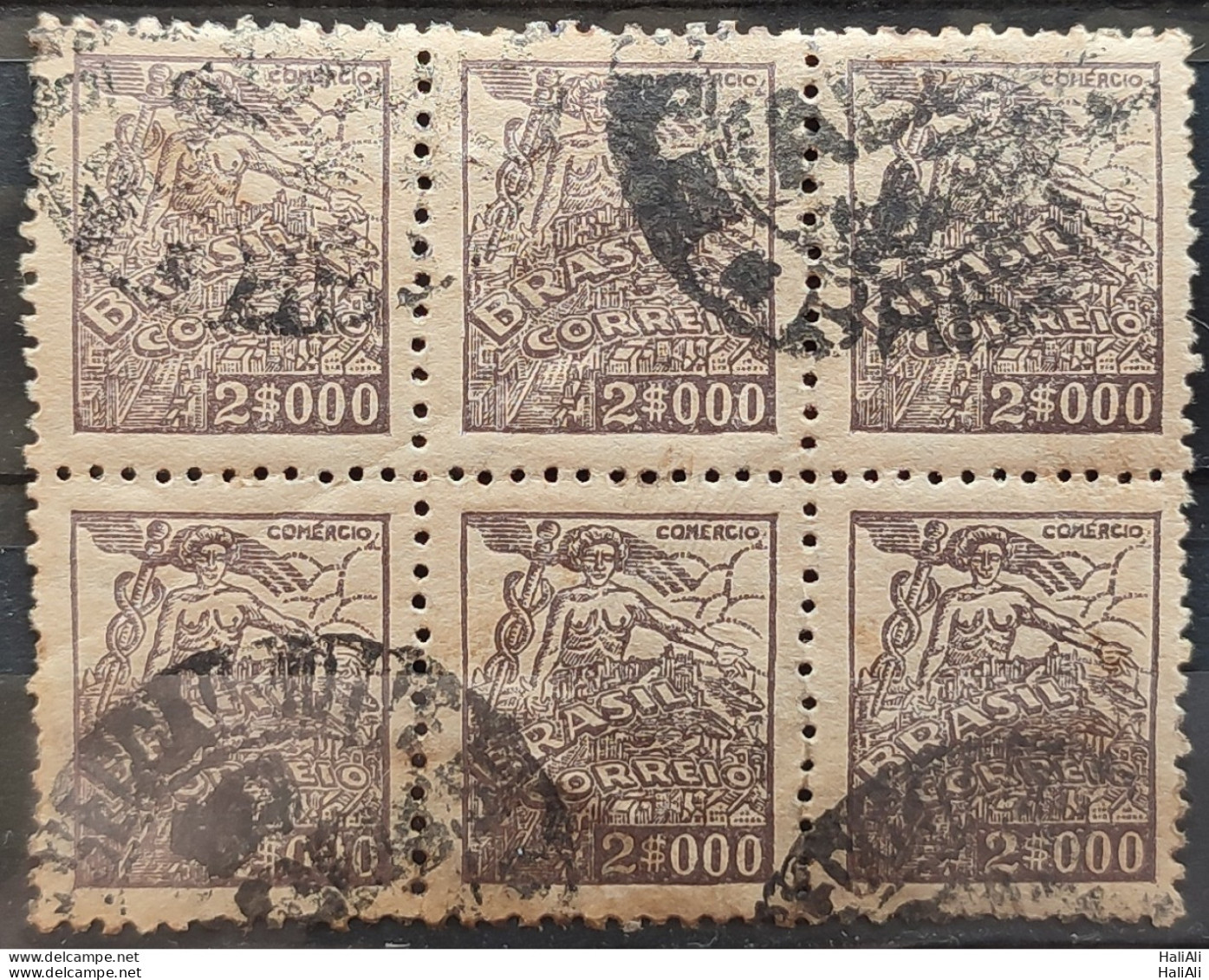 Brazil Regular Stamp RHM 381 Granddaughter Commerce 2000 Reis Filigree Q 1943 Circulated 23 Sextilha - Oblitérés