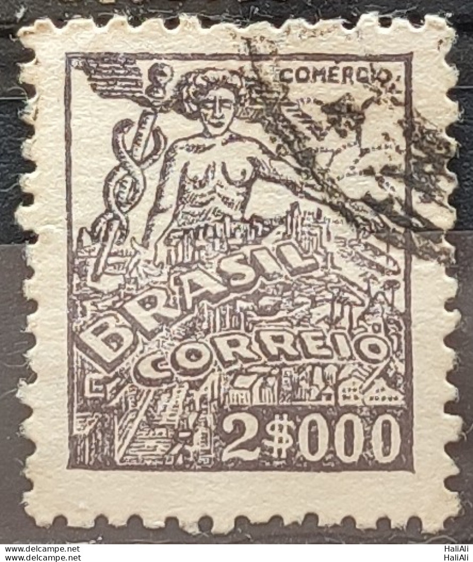 Brazil Regular Stamp RHM 381 Granddaughter Commerce 2000 Reis Filigree Q 1943 Circulated 17 - Oblitérés