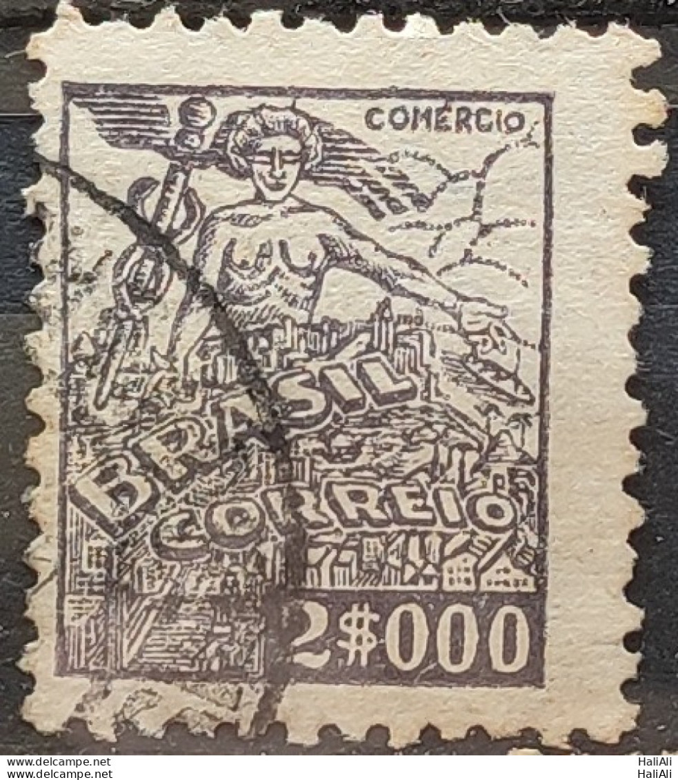 Brazil Regular Stamp RHM 381 Granddaughter Commerce 2000 Reis Filigree Q 1943 Circulated 14 - Usati