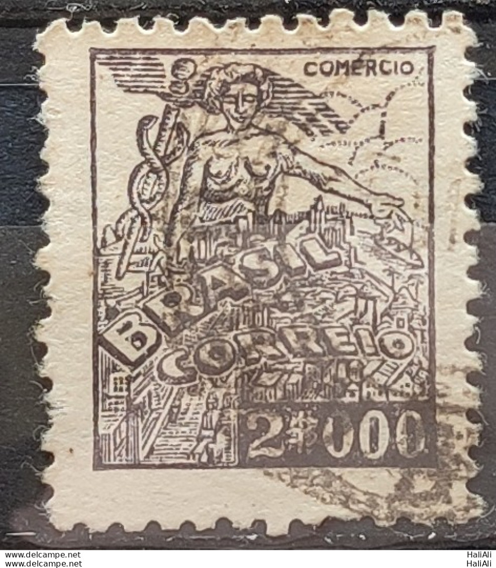 Brazil Regular Stamp RHM 381 Granddaughter Commerce 2000 Reis Filigree Q 1943 Circulated 15 - Used Stamps