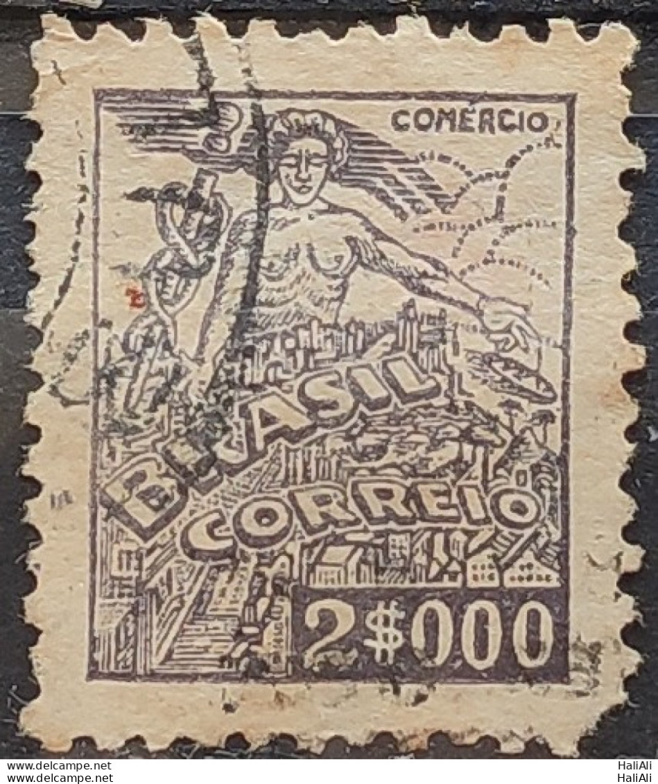 Brazil Regular Stamp RHM 381 Granddaughter Commerce 2000 Reis Filigree Q 1943 Circulated 13 - Used Stamps