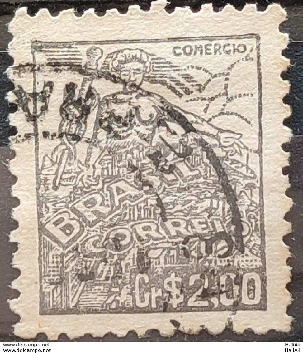 Brazil Regular Stamp RHM 381 Granddaughter Commerce 2000 Reis Filigree Q 1943 Circulated 11 - Gebruikt