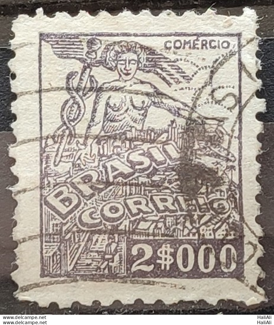 Brazil Regular Stamp RHM 381 Granddaughter Commerce 2000 Reis Filigree Q 1943 Circulated 10 - Oblitérés