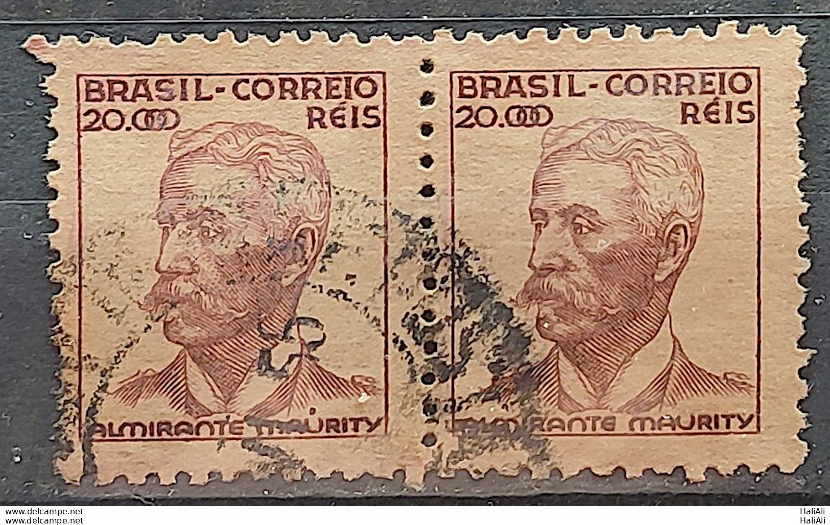 Brazil Regular Stamp Cod RHM 368 Granddaughter Admiral Maurity Militar 20000 Reis Filigree P 1941 Circulated 5 - Used Stamps