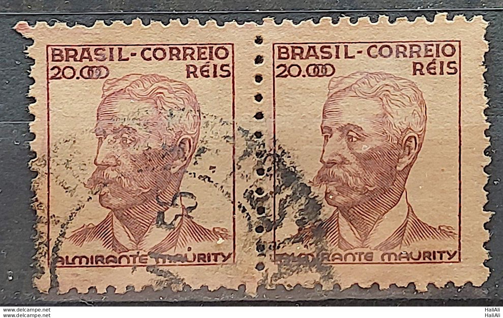 Brazil Regular Stamp Cod RHM 368 Granddaughter Admiral Maurity Militar 20000 Reis Filigree P 1941 Circulated 5 - Usati