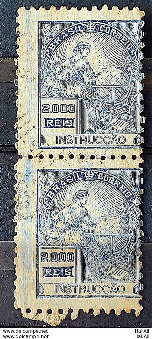 Brazil Regular Stamp Cod Rhm 308 Grandma Instruction 2000 Reis Filigree N 1936 Pair Circulated 1 - Gebraucht