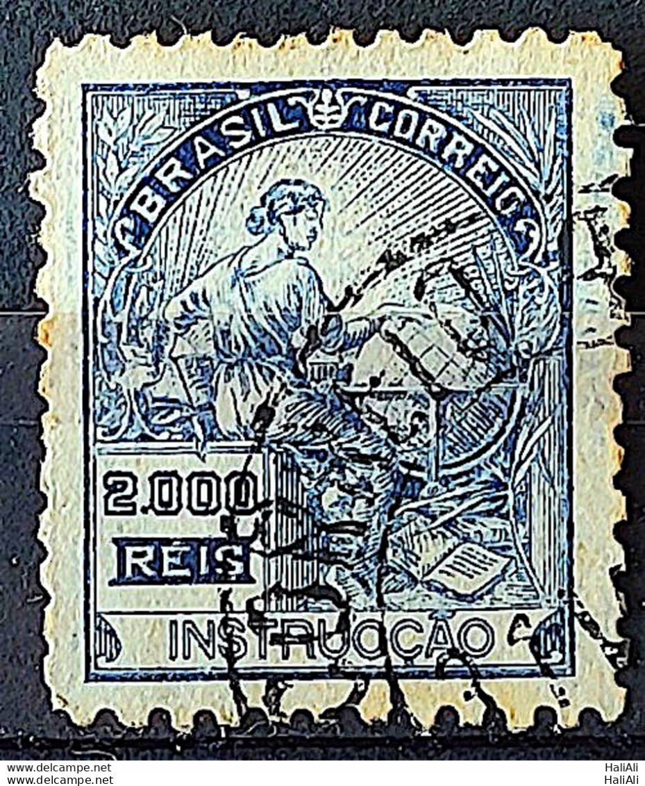 Brazil Regular Stamp Cod Rhm 308 Grandma Instruction 2000 Reis Filigree N 1936 Circulated 16 - Gebruikt