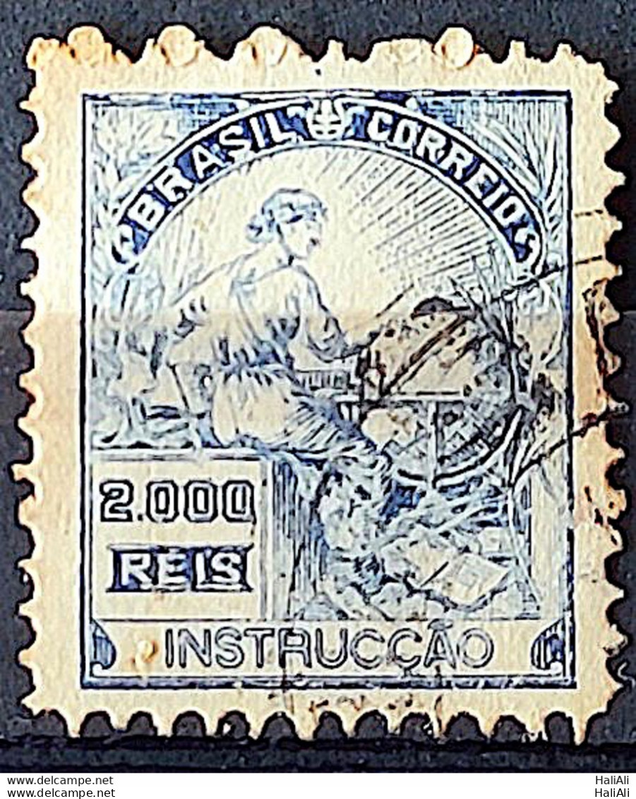 Brazil Regular Stamp Cod Rhm 308 Grandma Instruction 2000 Reis Filigree N 1936 Circulated 13 - Gebruikt