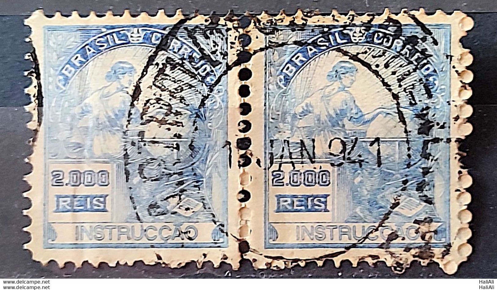 Brazil Regular Stamp Cod RHM 294Es Grandpa Instruction 2000 Reis No Filigree L Dent 11 12 1934 Circulated Par 1 - Usados