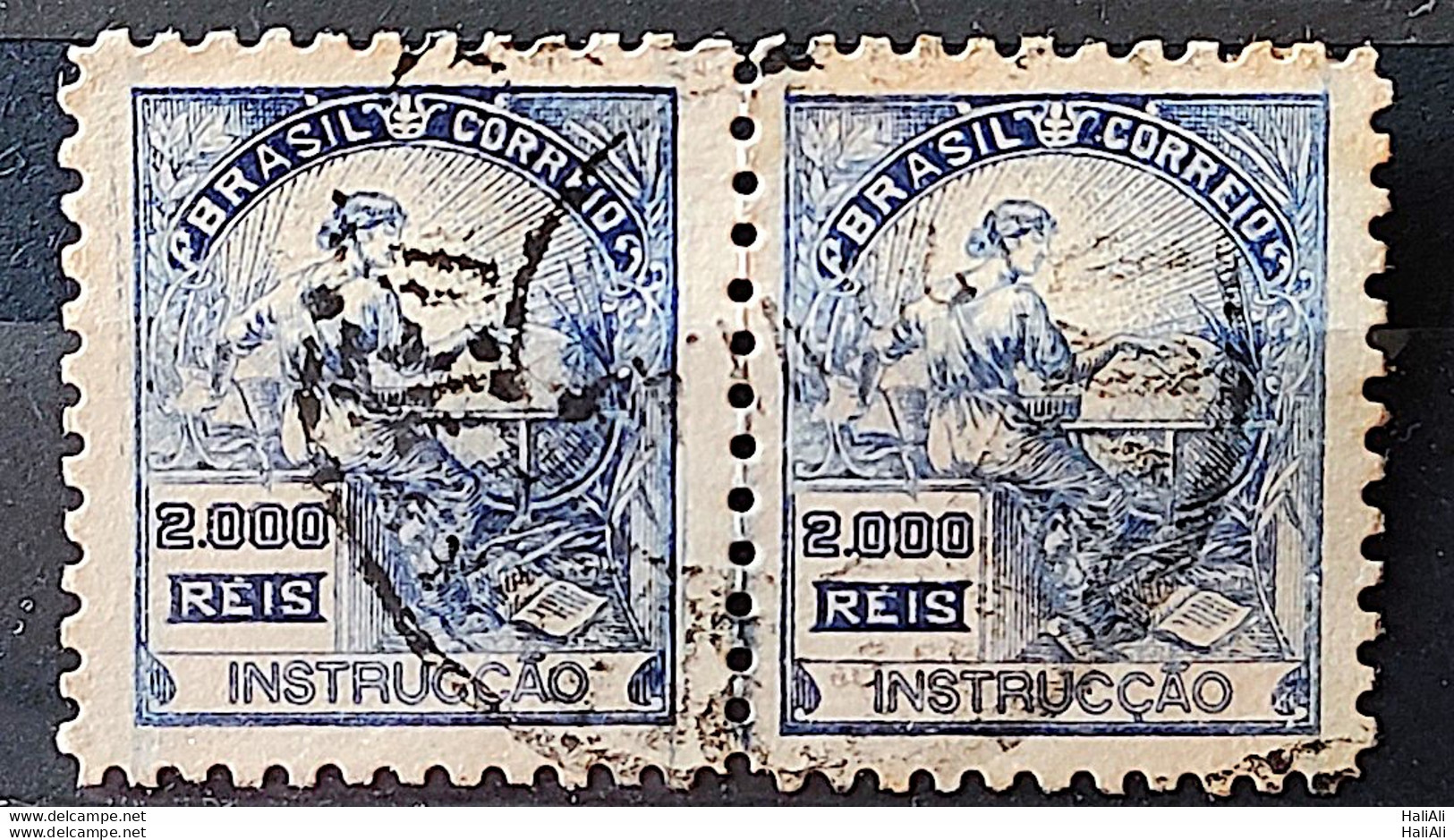 Brazil Regular Stamp Cod RHM 294 Grandpa Instruction 2000 Reis Filigree L 1934 Par Circulated - Usati