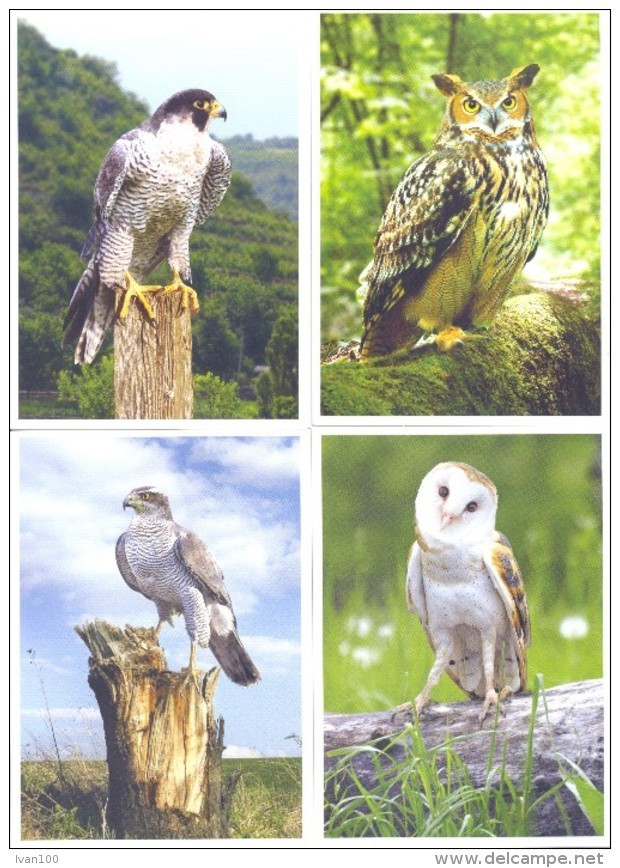 2016. Predatory Birds Of Moldova, Prepayed Post Cards, Set Of 9v, Mint/** - Eagles & Birds Of Prey