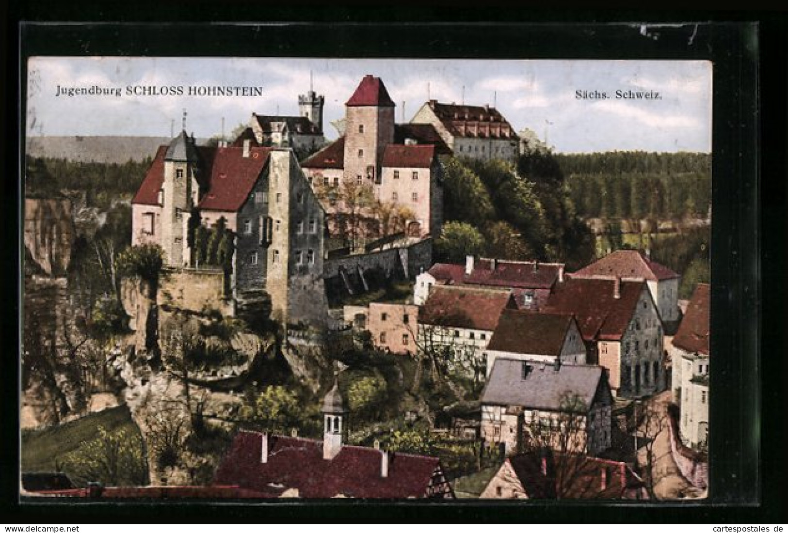 AK Hohnstein, Jugendburg Schloss Hohnstein Mit Umliegenden Häusern  - Hohnstein (Sächs. Schweiz)