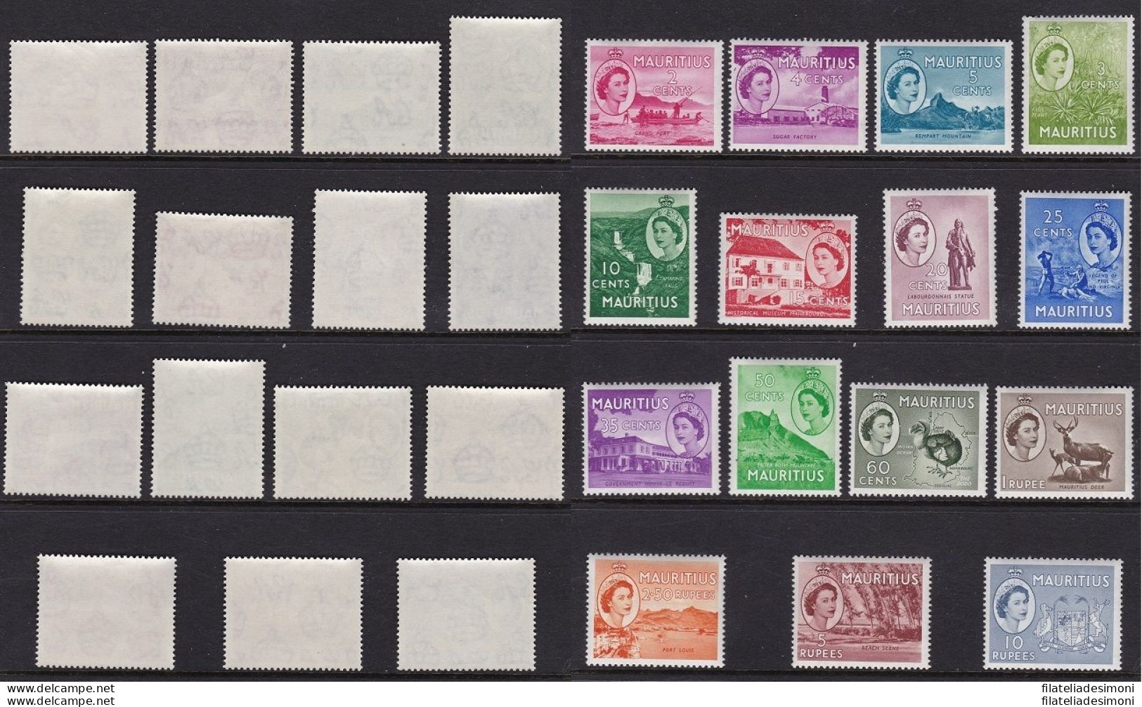 1953-58 MAURITIUS, Stanley Gibbons N. 293/306 Serie Di 15 Valori - MNH** - Altri & Non Classificati