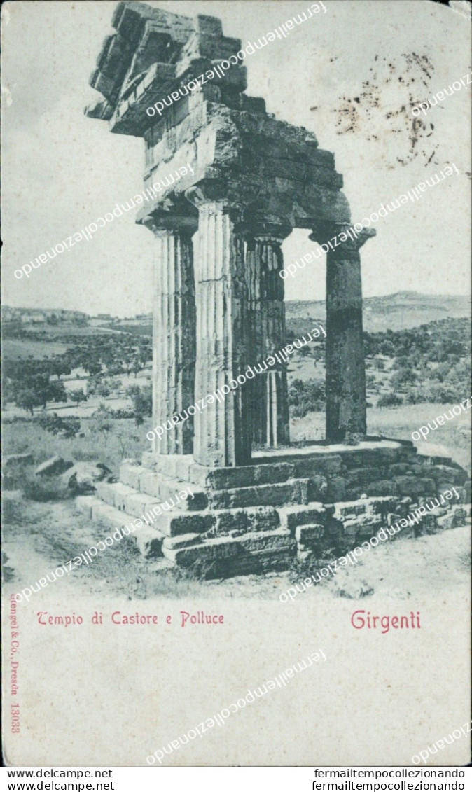 Cl340 Cartolina Girgenti Tempio Di Castore E Polluce Agrigento 1901 - Agrigento