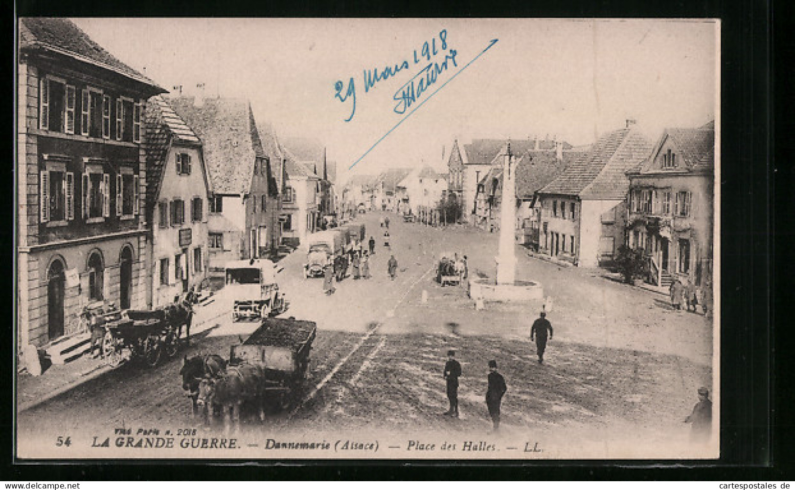 CPA Dannemarie /Alsace, La Grande Guerre, Place Des Halles  - Dannemarie