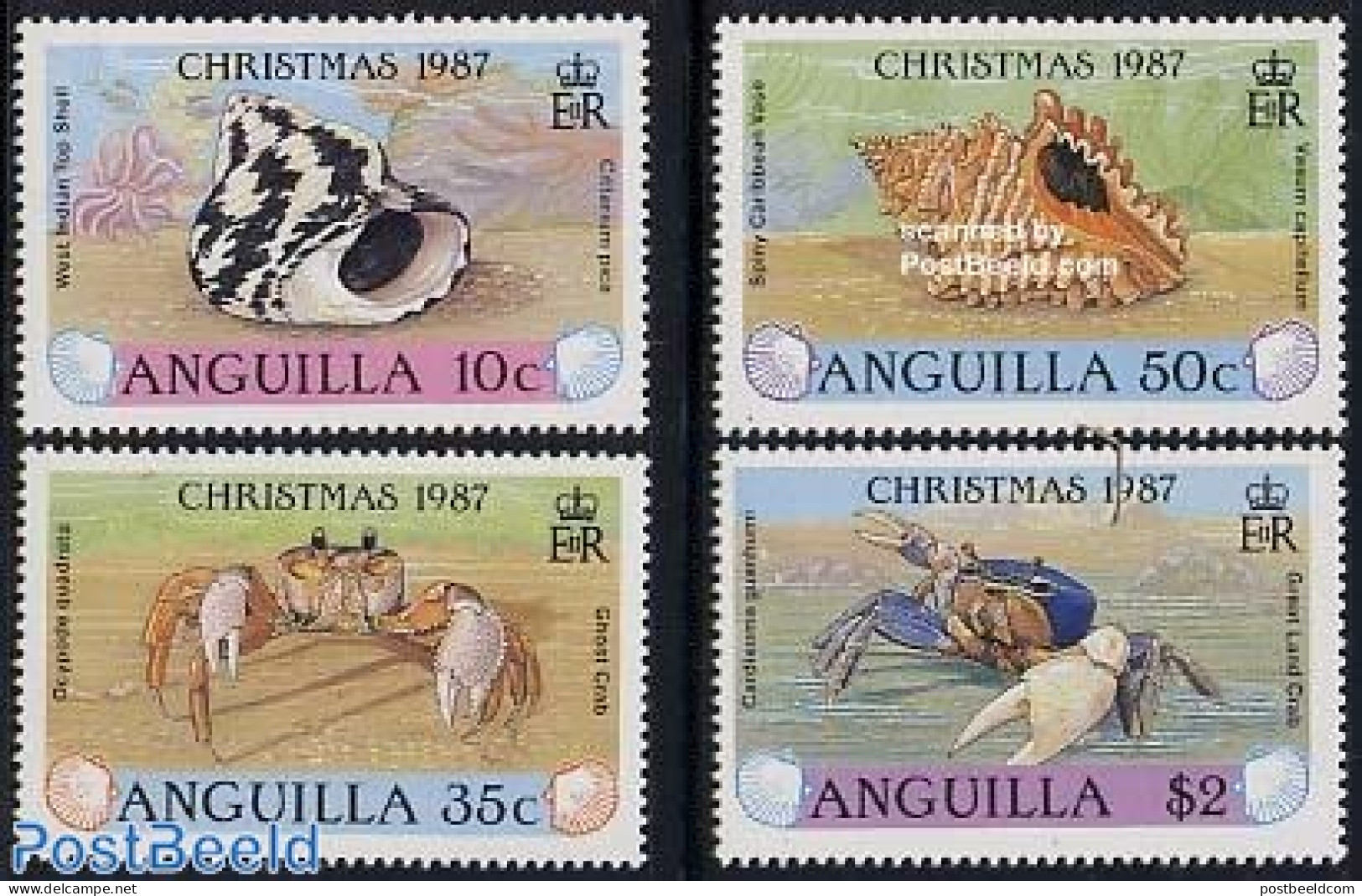 Anguilla 1987 Christmas 4v, Marine Life, Mint NH, Nature - Religion - Shells & Crustaceans - Christmas - Crabs And Lob.. - Marine Life