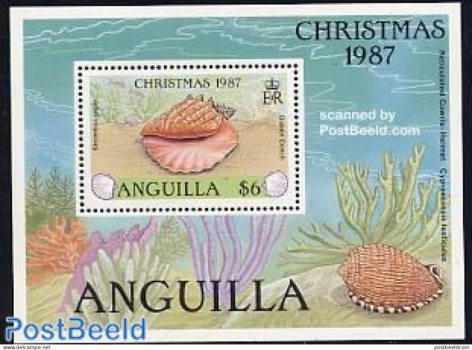 Anguilla 1987 Christmas S/s, Mint NH, Nature - Religion - Shells & Crustaceans - Christmas - Marine Life