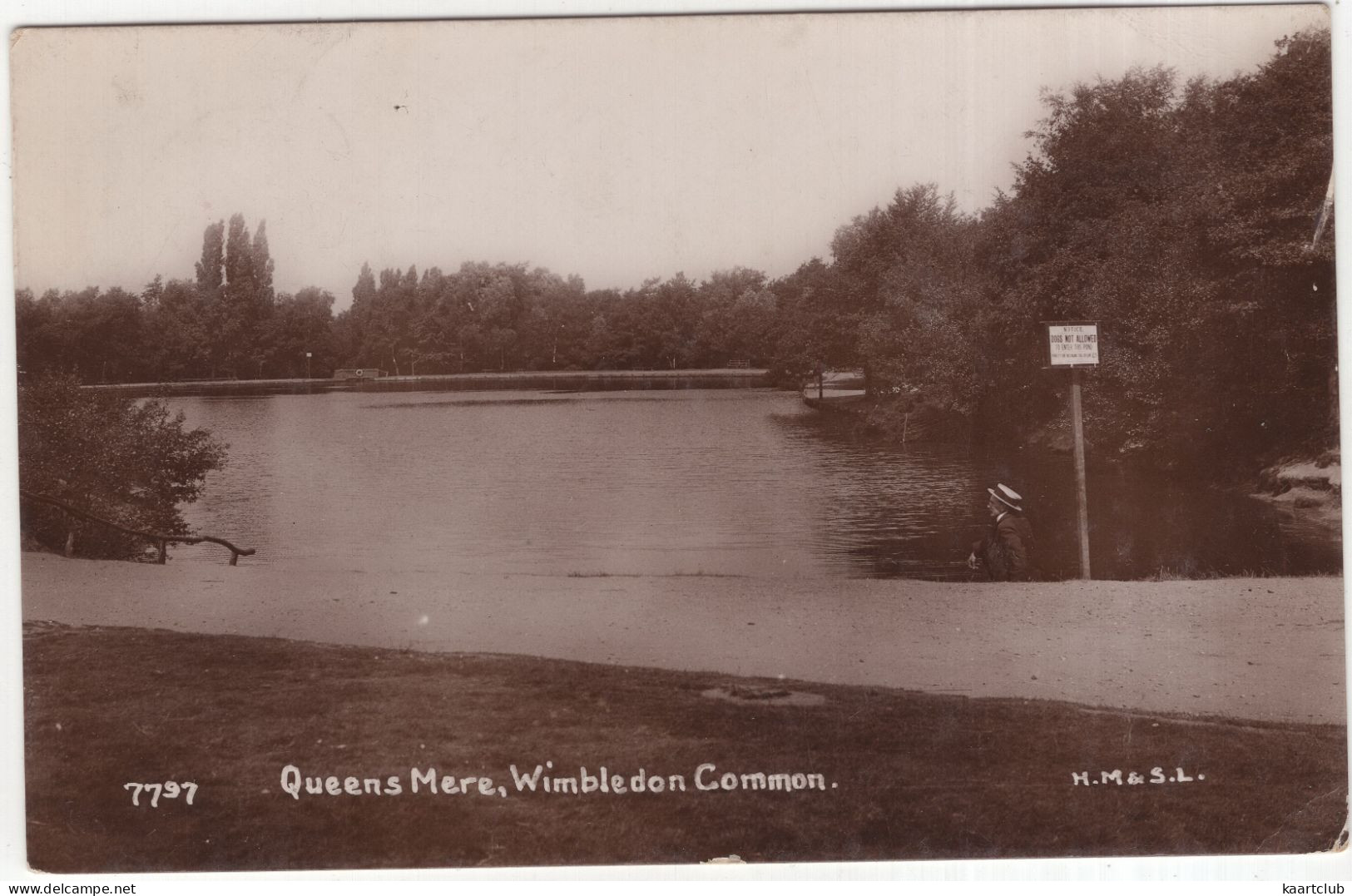 Queens Mere, Wimbledon Common. - (England) - 1911 - 'Notice, Dogs Not Allowed' - Surrey