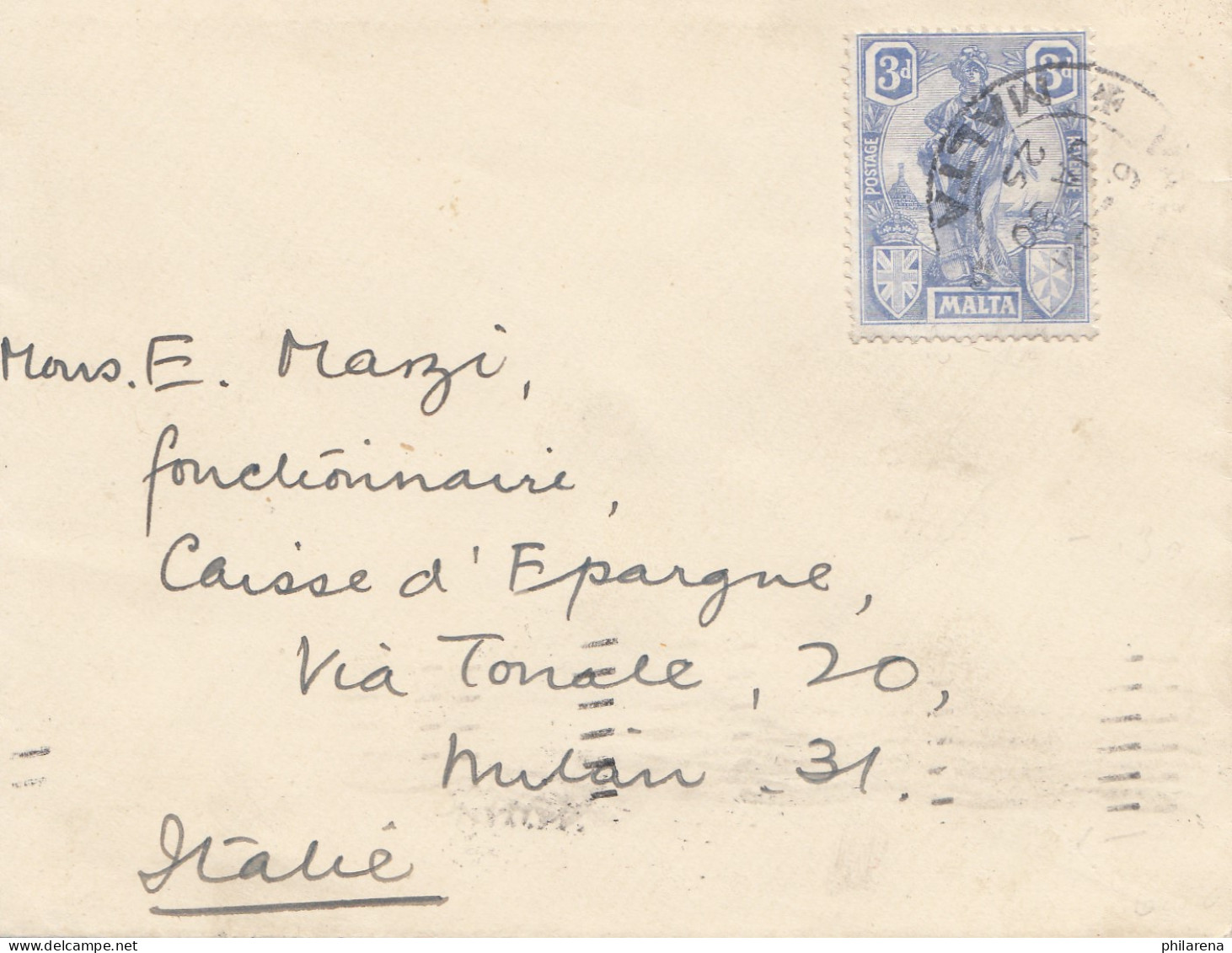 Malta: 1925 Brief Nach Italien - Malta