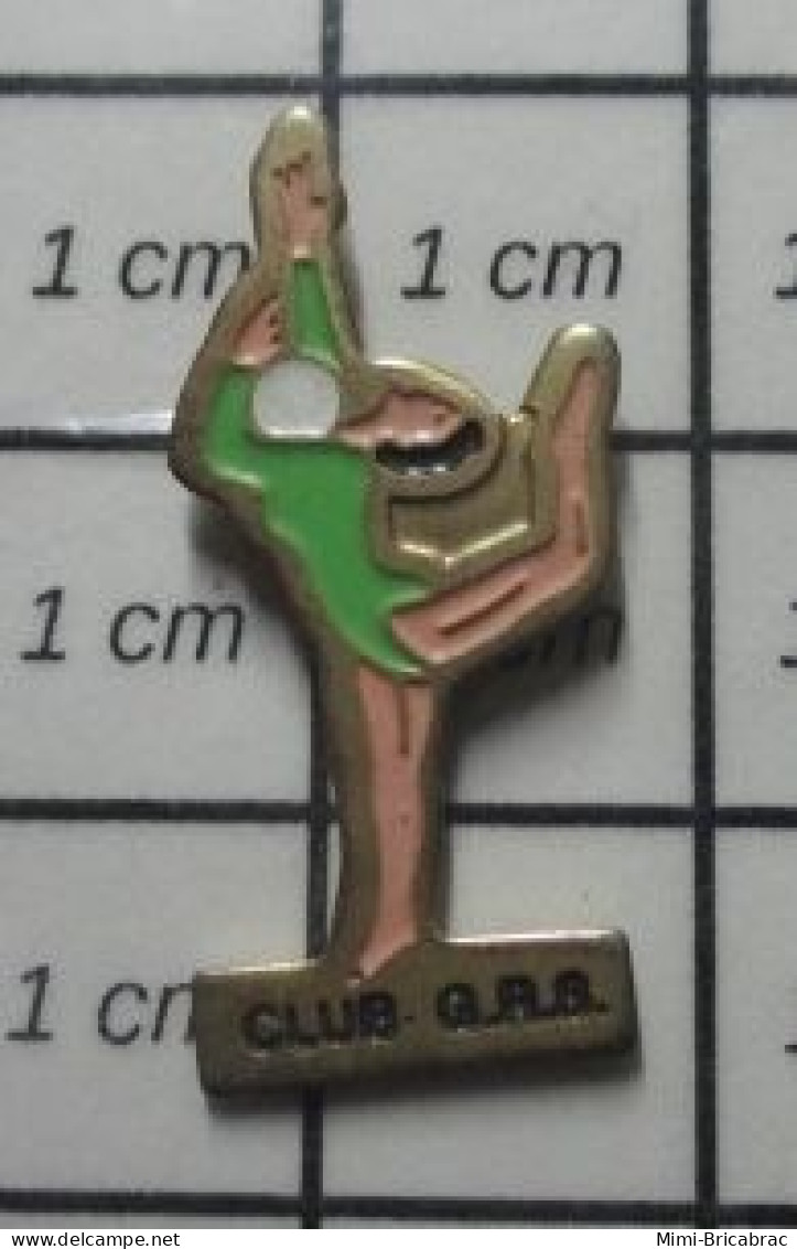 312c Pin's Pins / Beau Et Rare : SPORTS / FILLE EN BODY VERT GYMNASTIQUE RYTHMIQUE ET SPORTIVE GRS - Gimnasia