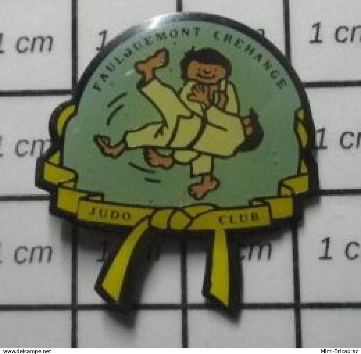 713F Pin's Pins / Beau Et Rare : SPORTS / CLUB JUDO FAULQUEMONT CREHANGE CEINTURE JAUNE - Judo