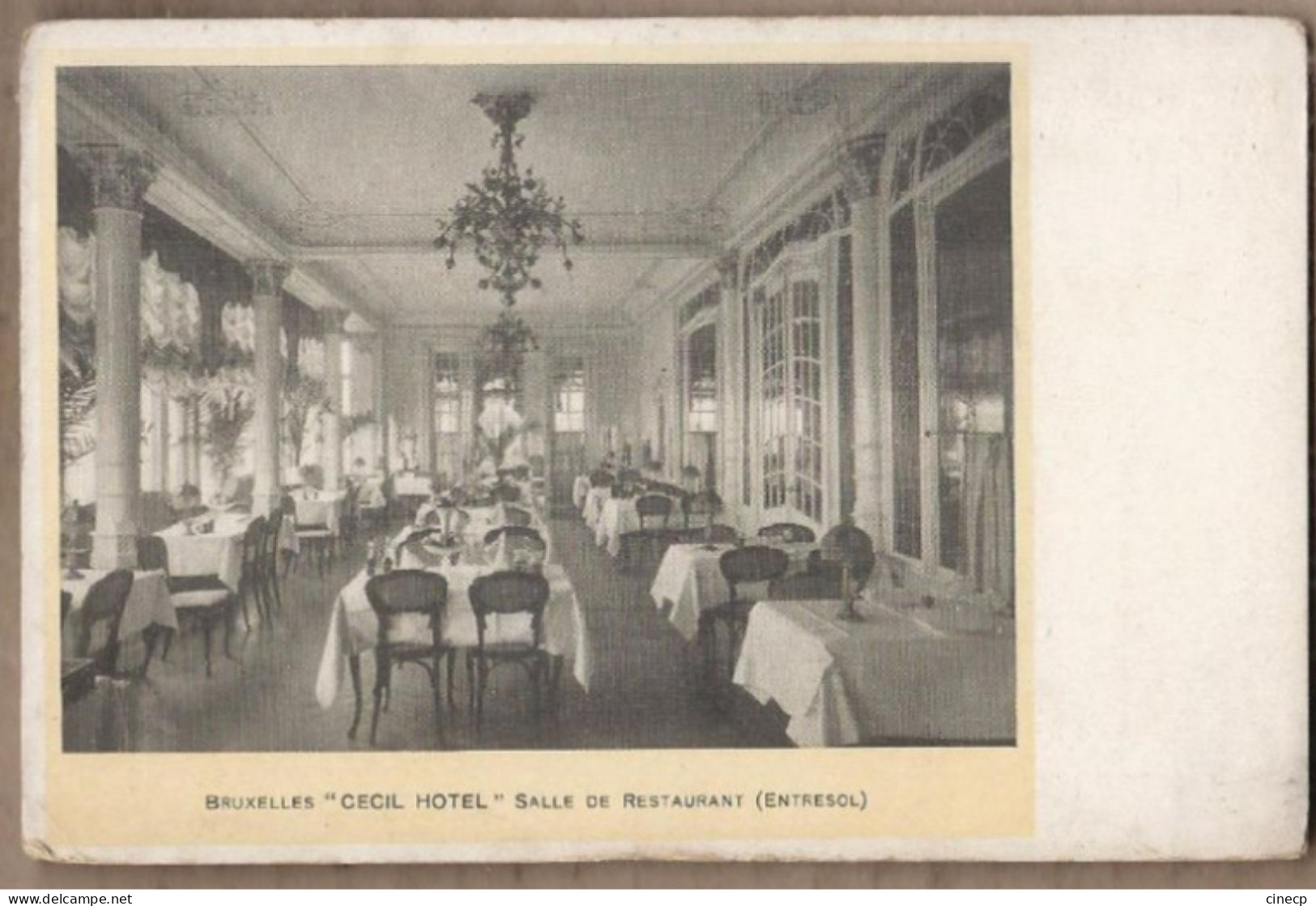 CPA BELGIQUE - BRUXELLES - " CECIL HOTEL " Salle De Restaurant ( Entresol ) + Photo Façade Devanture Verso - Cafés, Hoteles, Restaurantes