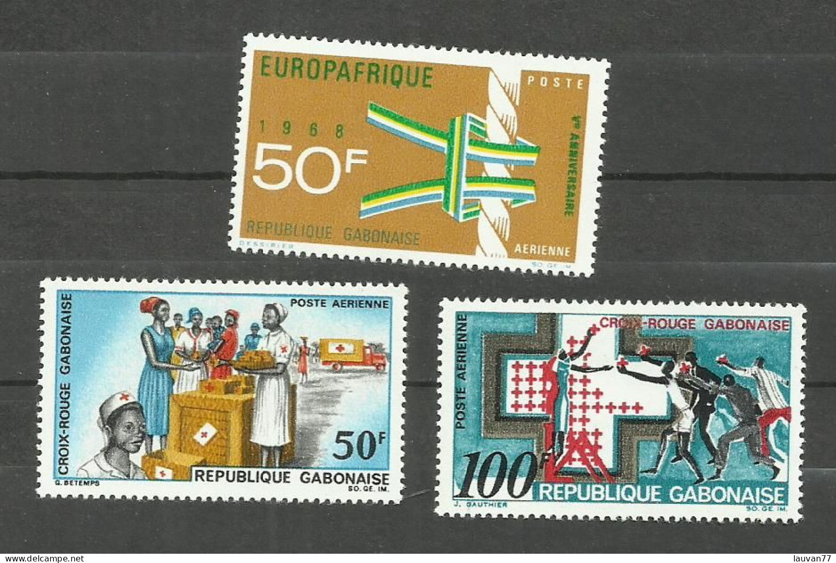 Gabon POSTE AERIENNE N°69 à 71 Neufs** Cote 4.90€ - Gabun (1960-...)