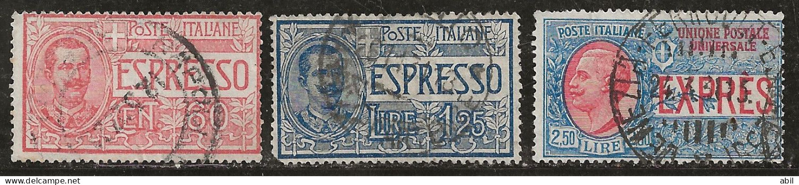 Italie 1922-1926 N°Y.T. ; EX. 9,12 Et 14 Obl. - Posta Espresso
