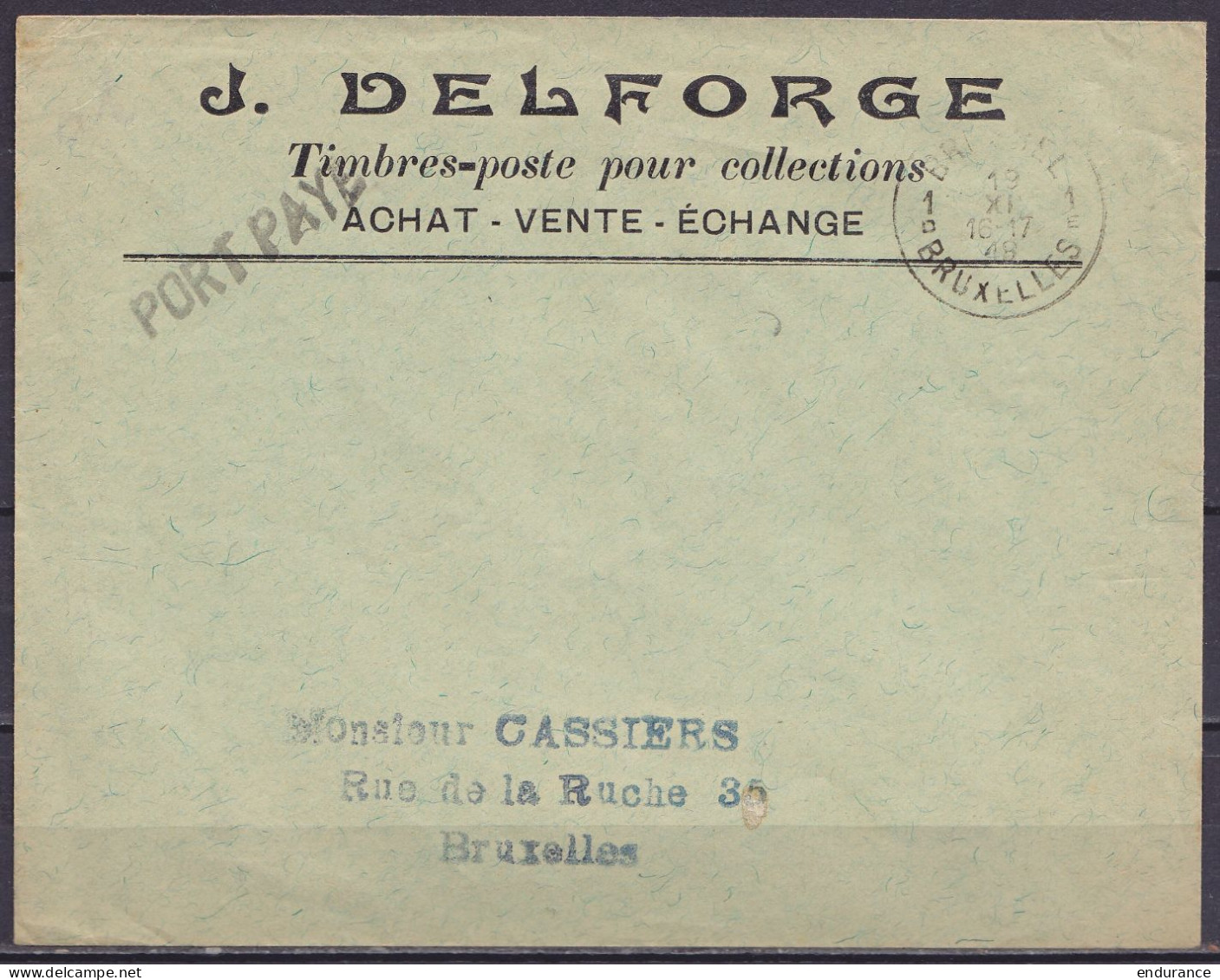 L. "Timbres-poste Pour Collections J. Delforge" En PORT-PAYE (Imprimés) - Càd BRUSSEL 1 /19 XI 1918/ BRUXELLES 1 Pour E/ - Fortune Cancels (1919)