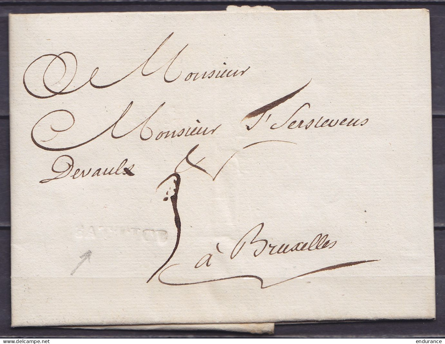 L. Datée 21 Janvier 1778 De DOLHAIN Pour BRUXELLES - Griffe En Creux "BATTICE" - Port "3" - 1714-1794 (Pays-Bas Autrichiens)