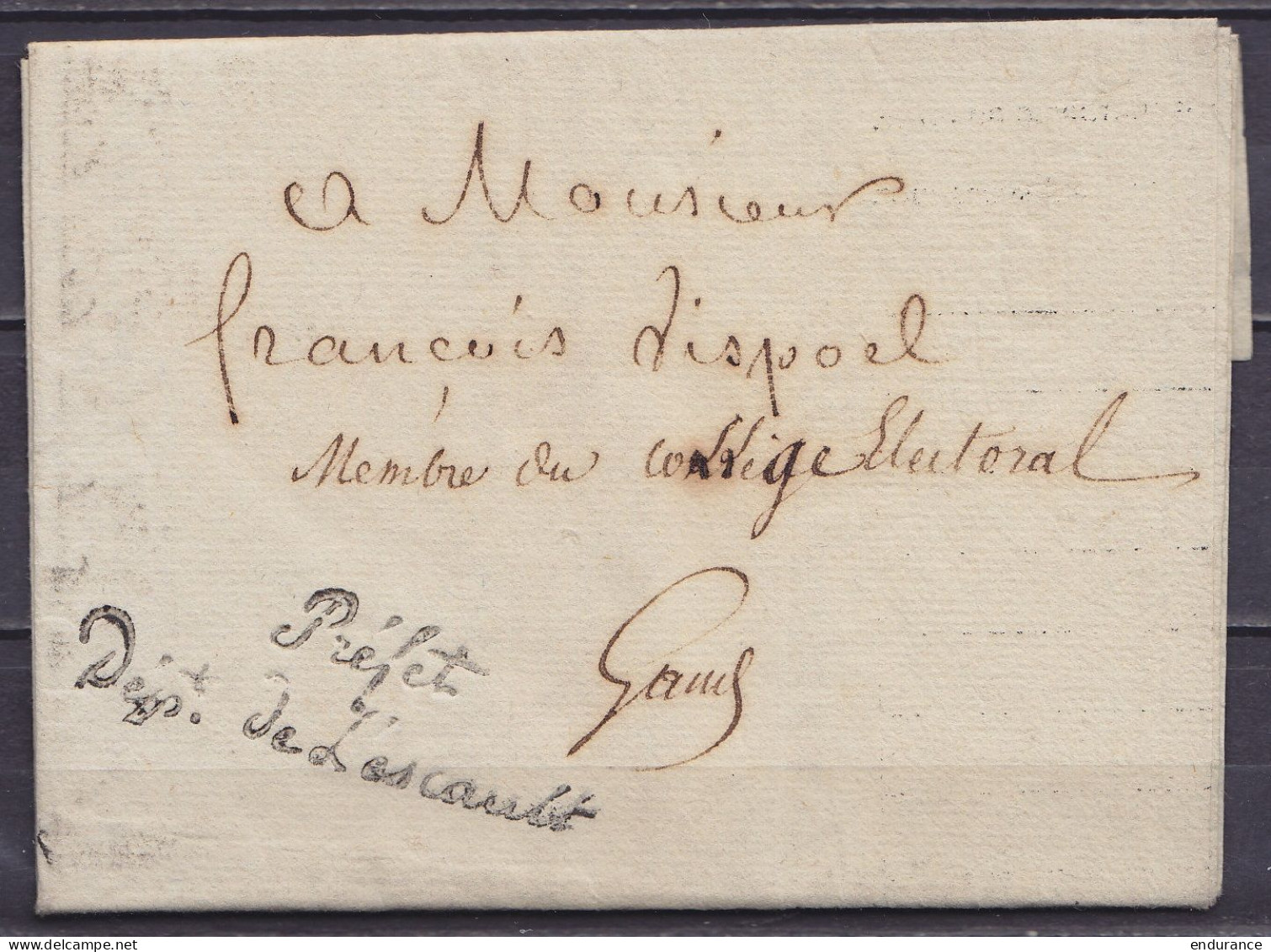 L. Datée 22 Brumaire An 13 (13 Novembre 1804) Du Préfet Du Département De L'Escaut à GAND Pour E/V - Cursive "Préfet Dép - 1794-1814 (Franse Tijd)