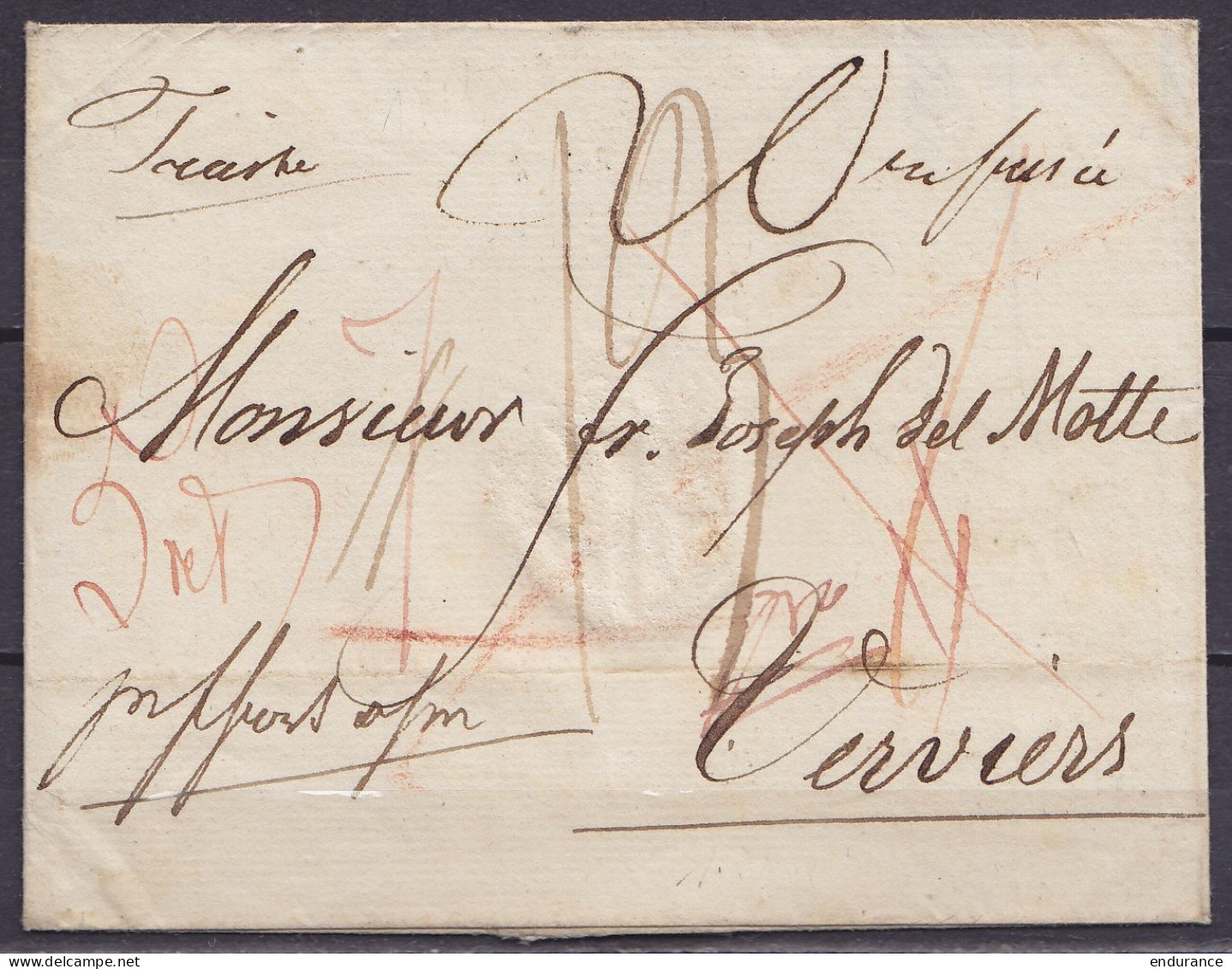 LSC (sans Contenu) Datée 18 Décembre 1817 De TRIESTE Pour Et Refusée à VERVIERS - Man. "Trieste", "perffort A/m" (Francf - 1815-1830 (Période Hollandaise)