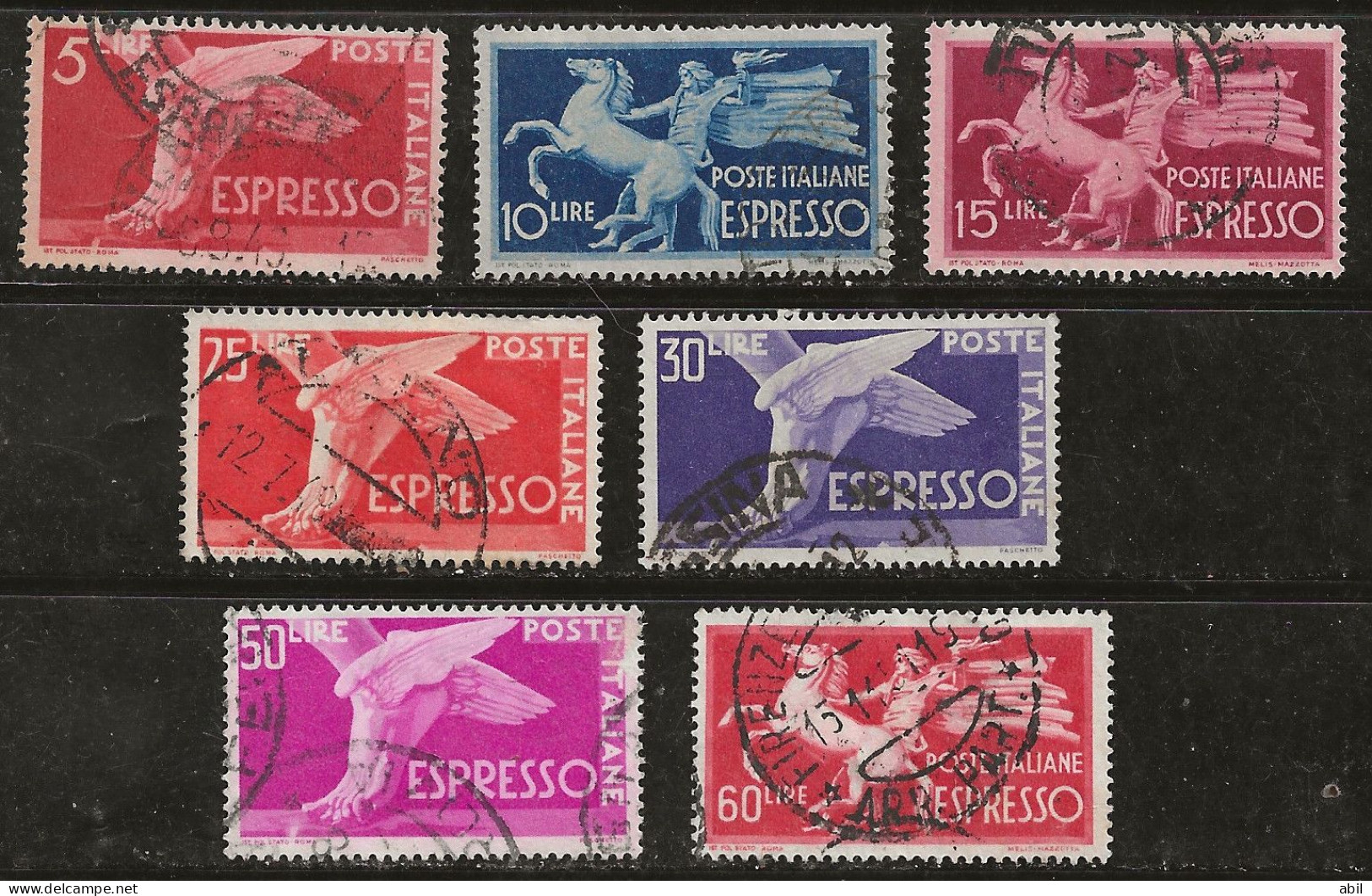 Italie 1945-1951 N°Y.T. ; EX. 27 à 32 Obl. - Correo Urgente/neumático