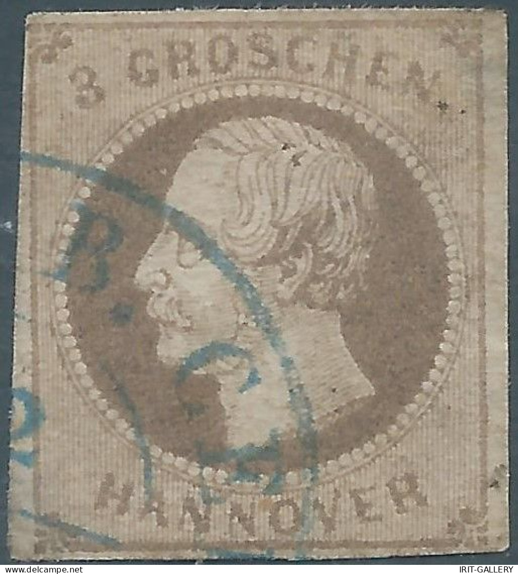 Germany-Deutschland,German Ancient States Hannover,1859 -1861 King George V,3Gr Brown,oblitéré,Value:€60,00 - Hanover