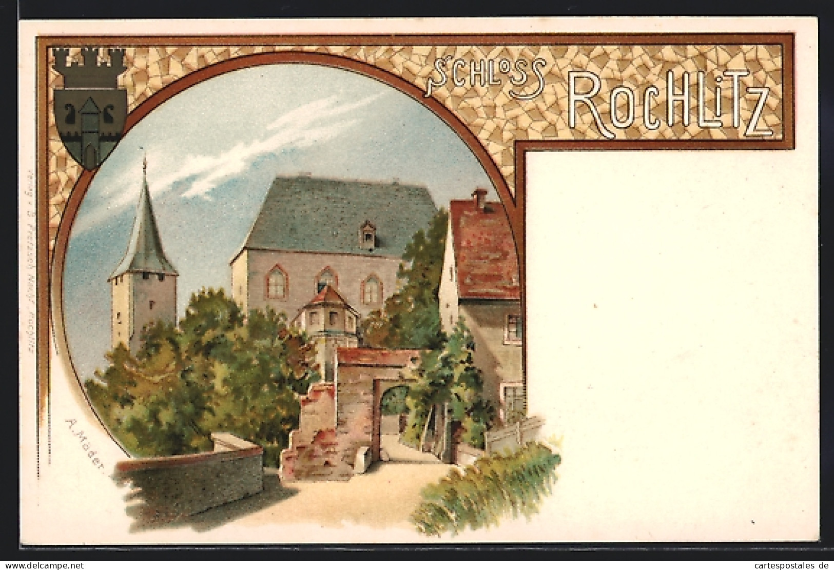 Lithographie Rochlitz, Partie Des Schlosses  - Rochlitz