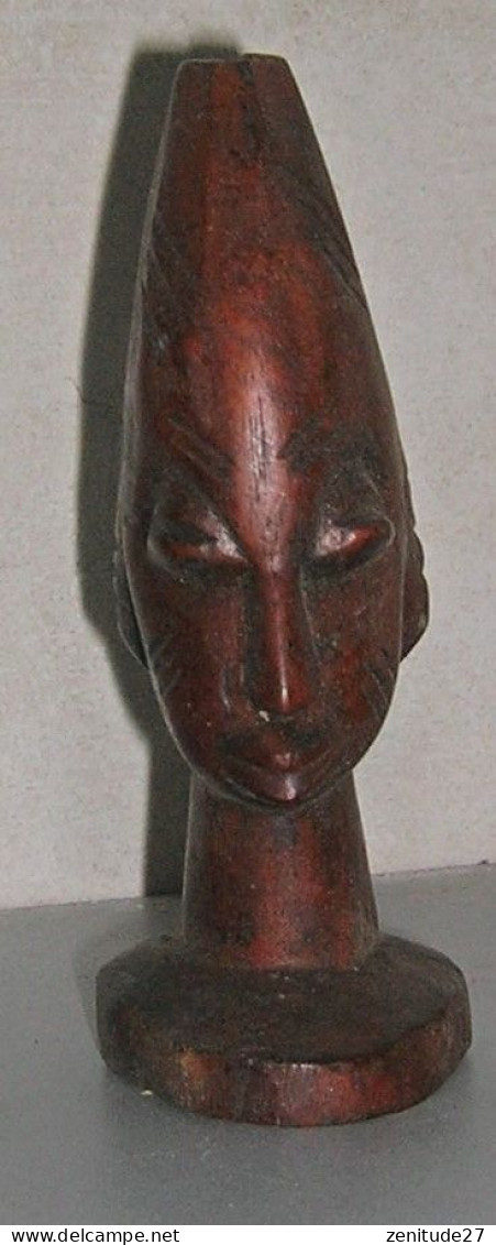 Tête Africaine Sculptée Sur Bois - Années 1960 - Afrikaanse Kunst
